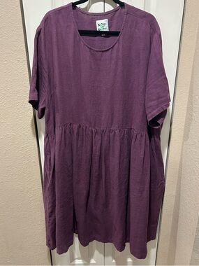 Shiny by Nature Linen 100% Dress Lagenlook Cottagecore Prairie Resort Summer,3XL